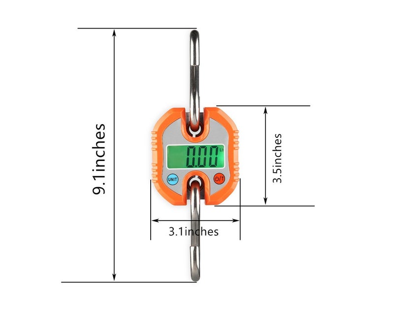 Klau Portable Digital Scale 150 kg / 300 lb Heavy Duty Crane Scale Hanging Scales LCD Display with Backlight for Home Farm Hunting Outdoor Orange - Image 2
